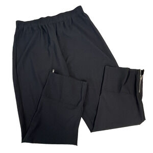 Jason Pants Women's Size Large Black Slinky Stretch Pull On Straight Leg Zippers
